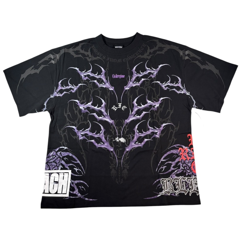 Civil Regime x Bleach Aizen T-Shirt Mens XXL Black Roses From Concrete Cyber Y2K